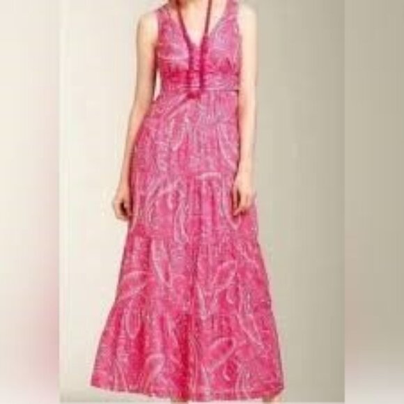 Talbots Dresses & Skirts - Talbots Pink Paisley V-Neck Maxi Dress 14W